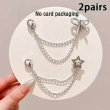 1Pc/2/4Pcs Chain Magnetic Hem Clips, No-Sew Adjustable Pant Leg Cuff Fixer, Star/Bow/Heart/Bear/Pearl Style, No-Sew Hem Shortener, Versatile Pant Leg Chain Decoration Clip, Instantly Shorten Sleeve Length, Suitable For Sleeves, Hem, Pant Legs, Prevent Pant Leg Dragging, Secure And Convenient Pant Leg Fixation, Multiple Colors, Dress Accessory, Shirt Adjuster, Fashion Accessory, Cute Fastener, Clothing Clip, Garment Adjuster - Multicolor - View 30