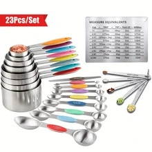 Black Colorful 23-Piece Measuring Cup And Spoon Set Stainless Steel Includes 8 Stackable Measuring Cups 8 Double-Sided Magnetic Measuring Spoons 1 Leveler 5 Mini Spoons And 1 Measuring Conversion Chart Suitable For Dry And Liquid Ingredients Fashionable Kitchenware Magnetic Spoons Rust-Proof Set Measuring Spoon Set Precision Measuring Kit Meal Prep Lovers Professional Chef - Black 23-piece Set - View 3