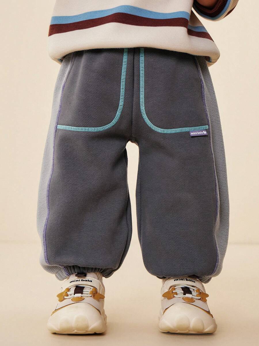 mini bala 男婴红外线保暖裤 2025 冬季款,带保暖内衬抗菌保暖裤 - 茶灰 - 查看 1