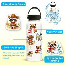 56pcs/Set Animal Stickers, Raccoon Pattern Sticker Pack, Creative Decals For Festivals Cheering And Party, Decorative DIY Gifts, Artistic Stickers For Diary, Laptop, Notebook, Water Bottle, Phone Case, Aesthetics Stickers For Teens Adults, School Supplies - Multicolor - View 5