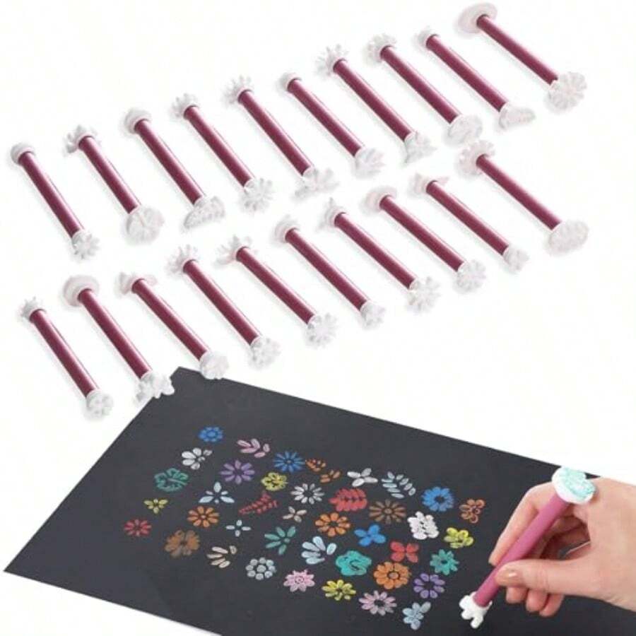 Herramientas de pétalos de flores para pintura de puntos 40 formas punteros herramienta de arte de mandala para rocas herramientas de grabado para pintar puntos 20 bolígrafos - como en la foto - Ver 1
