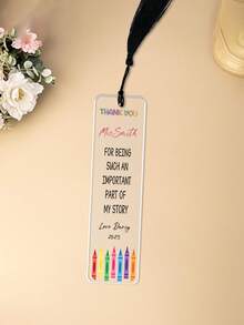 Marcador de página personalizado em acrílico, presente de agradecimento para professores, marcador de página em arco-íris, presente de agradecimento, presente de volta às aulas, presente para alunos e professores. Tamanho 12 x 3 cm.