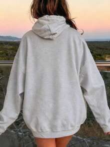 Women's Hooded Sweatshirt, Disney, Mickey Mouse, Cartoon Pattern - Printed Design, Casual Loose Women's Top, Soft And Skin Friendly, Windproof And Warm, Suitable For Various Occasions Such As Home And Outdoor Wear In Autumn And Winter Seasons - 淺灰色 - 查看 2