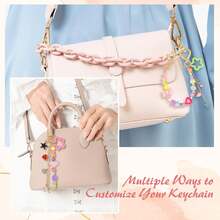 354pcs Keychain Making Kitv - Bag Charm Kit With 136 Charms, 25 Extender Chains, 20 Keychain Clips, Beading Accessories & Jewelry Pliers - DIY Crafting And Jewelry Making - 彩色 - 查看 5