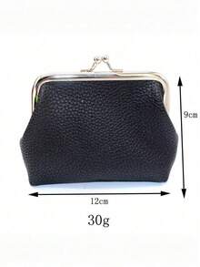 1 Pcs Genuine Leather Double Layer Coin Purse Mini Wallet With Frame Closure Premium Cowhide Compact Money Organizer Special Occasions Party Wedding Gift Holiday Celebration Christmas Valentine's Day Anniversary Birthday Mother's Day Graduation Halloween Present For Her Best Friend Girlfriend Wife Daughter Sister Mom Female Loved Ones Everyday Essential Fashionable Versatile Timeless Classic Gift Idea For Women. - 黑色 - 查看 4