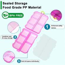 Pill Organizer Medicine Organizer Travel Essentials - Travel Pill Case With Labels, Large Daily Medicine Dispenser - Purple - View 3