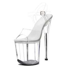 WUXIN H&P Women's 8 In Clear Platform Heels Ankle-Strap Sexy, 8 In Pole Dance High Heel Clear Platform, 20 Cm Exotic Clear Platform Pole Dancer Heels Shoes Stiletto - 無色 - 查看 10