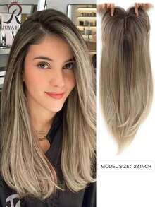 22英寸层次刘海假发，适合头发稀疏的女性 - 发尾微卷，采用合成纤维制成，易于佩戴 - 彩色 - 查看 11