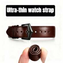通用尺寸 12mm 14mm 16mm 18mm 20mm 22mm 柔软平纹表带，超薄防水防汗女士表带 - 黑色搭扣咖啡色 - 查看 12