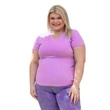 Blusa Feminina Decote V Plus Size sem estampa em viscolycra leve confortável ideal para trabalho ou dia a dia 3013.6.C3 - Lilás - Visão 11