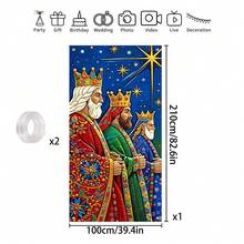 1. 卡通蓝天金星三王节派对横幅/摄影背景，西班牙三王节涤纶面料，室内外多用途装饰，多种尺寸可选 - 彩色 - 查看 13
