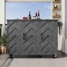 Kitchen Island, Buffet Cabinet, 118*45(75)*92cm, Service Cart, Mobile Kitchen Island, Extendable Kitchen Cart With Wheels, With Towel Rail And Door Shelf, Adjustable Shelves, Three Drawers - Gray - View 3