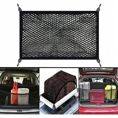 Red de Carga Elástica 60x80 cm - Organizador Trasero para Auto/Camión/SUV con Ganchos, Malla de Nylon Reforzado Antidesgarros + Sistema Antideslizamiento