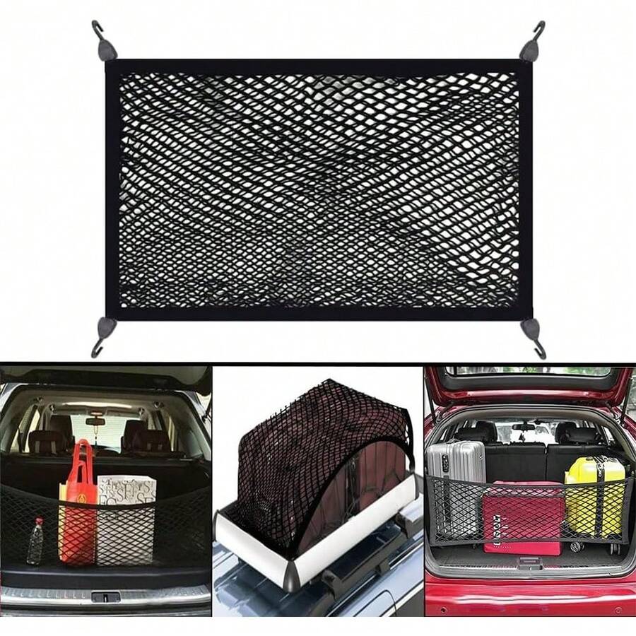 Red de Carga Elástica 60x80 cm - Organizador Trasero para Auto/Camión/SUV con Ganchos, Malla de Nylon Reforzado Antidesgarros + Sistema Antideslizamiento - 1 - Ver 1