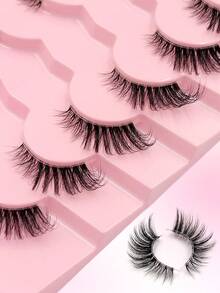 Asiteo 7对半假睫毛，猫眼加长款，自然款，柔软仿貂毛假睫毛，适合日常佩戴、派对佩戴、化妆时使用，可延长睫毛。 - 半眼睫毛 - 查看 5