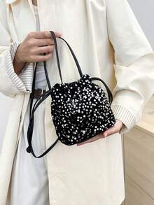 Elegant Small Bag, Vintage Exquisite Sequins, New Lucky Bag, Personalized Pearl Jewelry, Western Versatile, Compact Crossbody Purse For Women