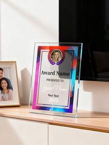 1pc Custom Acrylic Rectangle Award Plaque - 5 Styles, Deep Blue & Golden Marble Design With Personalized Text & Year, Laurel Wreath Accent, Elegant For Corporate Events, Employee Recognition, Boss/Coworker Appreciation Gifts, Award Plaque For Employees, Event Recognition, Sophisticated Design, Highquality Finish,Personalized Gifts,Customized Christmas Gifts,Christmas