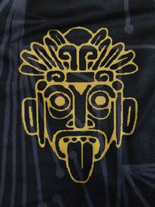 墨西哥男士长袖卫衣，圆领舒适运动长袖上衣，饰有玛雅文明印花，适合观看墨西哥比赛、足球训练、日常健身，也可作为休闲装或礼物。 - 黑色 - 查看 6