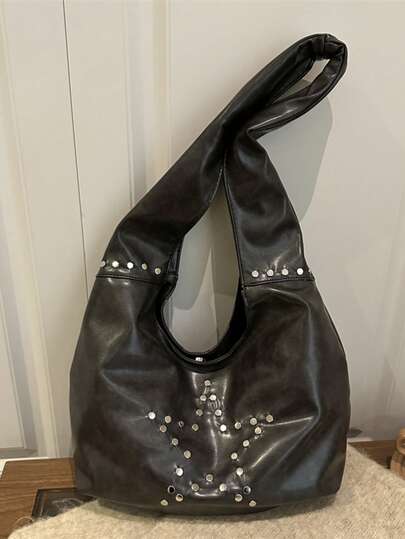 Fashionable Tote Shoulder Bag For Women, Contrast Color, Versatile For Commuting