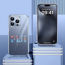 Cubierta de teléfono transparente para combinaciones de moda,Cubierta de teléfono transparente para iPhone con diseño de bandera de Fiji y texto FIJI en azul claro ideal para uso diario y viajes Adecuado para teléfonos Apple y Galaxy. - transparente - Ver 1