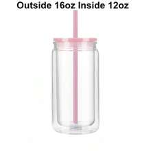 1个16盎司雪球造型水杯套装，包含雪球造型透明双层塑料杯、彩色杯盖和吸管 - 非常适合DIY、办公、阅读、露营、咖啡杯、圣诞装饰、女士礼物、圣诞马克杯、旅行杯、水瓶 - 彩色 - 查看 10