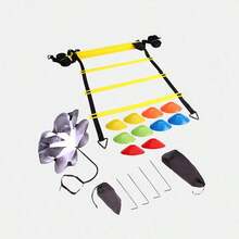 1 Set Of Agility Ladder Training Kit With Cones, Resistance Parachute, Nylon Straps And Abrasion-Resistant Design