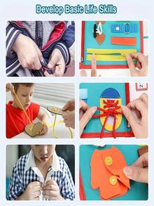 Sensory Skills Exercise Busy Board, Numbers, Weather, Animals, Colors, Dressing Skills, Durable Design, Easy To Carry, Exercise Fine Motor Skills With Fingers, It Works Inspired Practical Life Skills, Fine Motor Skills, Probelm-Solving Skills, Logical Thinking And Hand-Eye Coordination And Will Keep Your Little One Entertained For A While. - Green - View 6