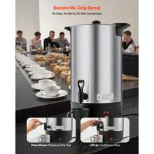 Commercial Coffee Urn, 100 Cup 15 L Hot Beverage Dispenser With Dripless Faucet, Quick-Brewing Stainless Steel Large Commercial Coffee Maker, For Catering, Business, Party, Church & Restaurant - Silver - View 5