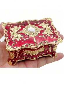 Vintage Rectangle Trinket Jewelry Box Treasure Chest Box Jewelry Decorative Box, Vintage Jewelry Box Small Trinket Jewelry Storage Box Valentine's Day Gift For Women Girls , Makeup Room Decor,Room Decor - Multicolor - View 7