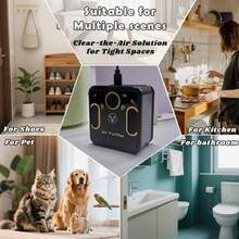 USB便携式空气净化器：小巧迷你，适用于宠物、猫砂盆、家居、汽车、浴室、厨房和衣柜等场所。这款电子除臭器采用USB供电，功能多样，是猫狗主人的理想之选。 - 黑色 - 查看 2