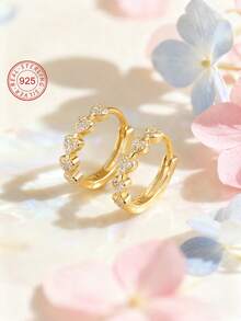 Artepollo 1 Pair 925 Sterling Silver Hypoallergenic Heart Shaped Earrings, Inlaid With Sparkling Cubic Zirconia, Cute & Elegant, Gift Box Packaging, Ideal For Holidays, Birthdays, Christmas, New Year Gifts - one-size - View 12