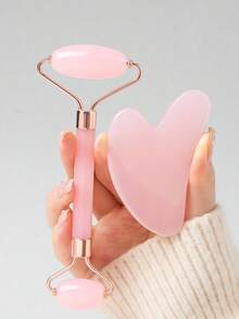 Dual-Head Facial Massage Roller & Heart-Shaped Gua Sha Board, Unisex Facial Massage Tool, Can Reduce Redness, Eliminate Puffiness, Soothe Smooth Skin, Suitable For Facial, Eye And Neck Care