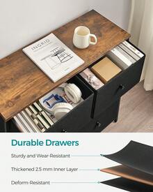 SONGMICS Dresser For Bedroom, Chest Of Drawers, 6 Drawer Dresser, Closet Fabric Dresser With Metal Frame, Ebony Black And Rustic Brown - 黑色 - 查看 6