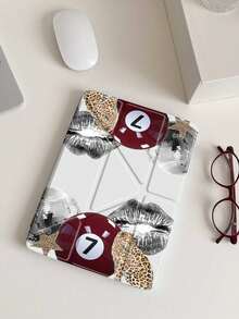 Vintage Leopard Print, Lantern Ball And Billiard Pattern Tablet Protective Case, Compatible With IPad 10th Gen, IPad 10.2/Mini6/Mini7/9.7 Inch, Also Compatible With Samsung Galaxy Tab A9 Plus, 3+Y Foldable Anti-Bending, Reinforced Silicone Corners, Auto Wake/Sleep Function, Built-In Pen Slot, Multi-Angle Foldable Stand - Perfect Daily Protection, Excellent Holiday Gift, Fashionable Minimalist Pattern. - Multicolor - View 3