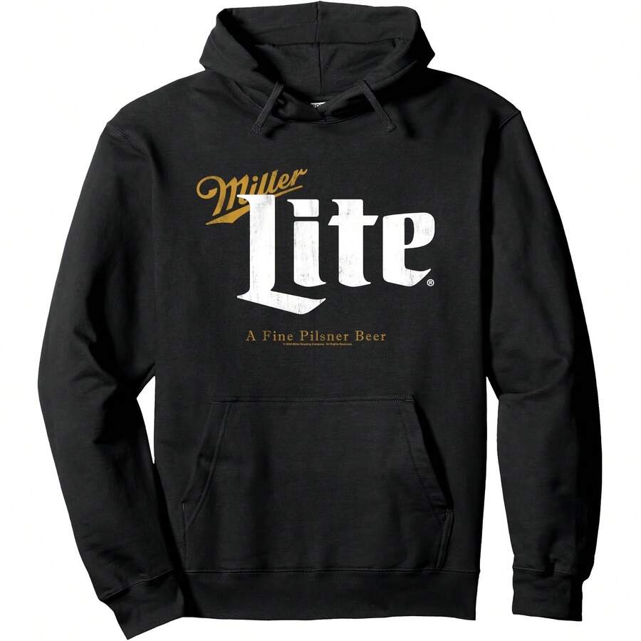 Millers Lites A Fine Pilsner Vintage Gold Beer Label Pullover Hoodie - 黑色 - 查看 1