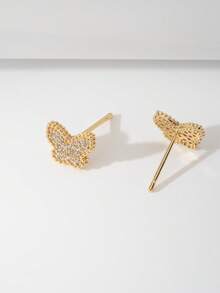 1 طقم مجوهرات أنيق فاخر بتصميم فراشة من الزركونيا المكعبة، مناسب لحفلات الزفاف والسهرات للنساء، يشمل 1 زوج من الأقراط و1 قلادة، لا يشمل علبة هدية