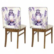 2/4/6 Stücke Lavendel Muster Leinen Stuhlbezüge, geeignet für Heim-Dekoration, Wohnzimmer, Esszimmer, Garten, Hotel, Party, waschbares Polyestermaterial, Stuhlsitzbezüge