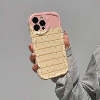 1pc Fashionable Minimalist Melting Chocolate Plaid Pattern TPU Soft Phone Case, Suitable As Birthday, Holiday Gift For Friends, Family, Couples, Yourself, Compatible With Apple Phones