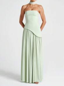 Women's Summer New Fashion Strapless Long Dress - Pink - View 11