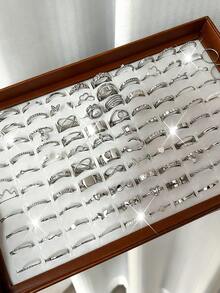 15/5/7/8pcs Set Asymmetrical Hollow Heart Rhinestone Faux Gemstone Star Burst Design Chunky Rings, Cute Stackable Fashionable Elegant Vintage Style, Suitable For Holiday, Party, Date, Daily Wear, Gift - Gold - View 10