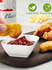 1pc Ceramic Sauce Dish, Condiment Plate, Household Soy Sauce Vinegar Spice Plate, Fried Chicken Fries Dipping Bowl, Suitable For Home Kitchen, Restaurant, Sushi Bar, Gathering, Hot Pot, Picnic, Camping, BBQ, Cold Dish, Kitchen Utensils, Tableware Accessories - White - View 4