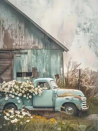 1幅DIY钻石画 - 风景、房屋、汽车、家居装饰，全钻，11.8*15.7英寸/30*40厘米