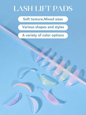 6对/12片睫毛提升套装，自粘硅胶垫，适用于睫毛烫、卷翘和嫁接——卷翘棒和垫片，打造完美卷翘睫毛！上下睫毛均适用硅胶垫（闪亮混色，混色）