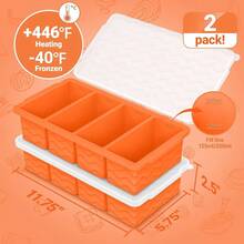 Silicone Freezer Molds Soup With Lid U2013 1 - Cup Soup Container Style Cube Trays Freezer, Meal Prep Food Storage, Freeze 250mL/125mL Portions U2013 2 Pack - 橘色 - 查看 3