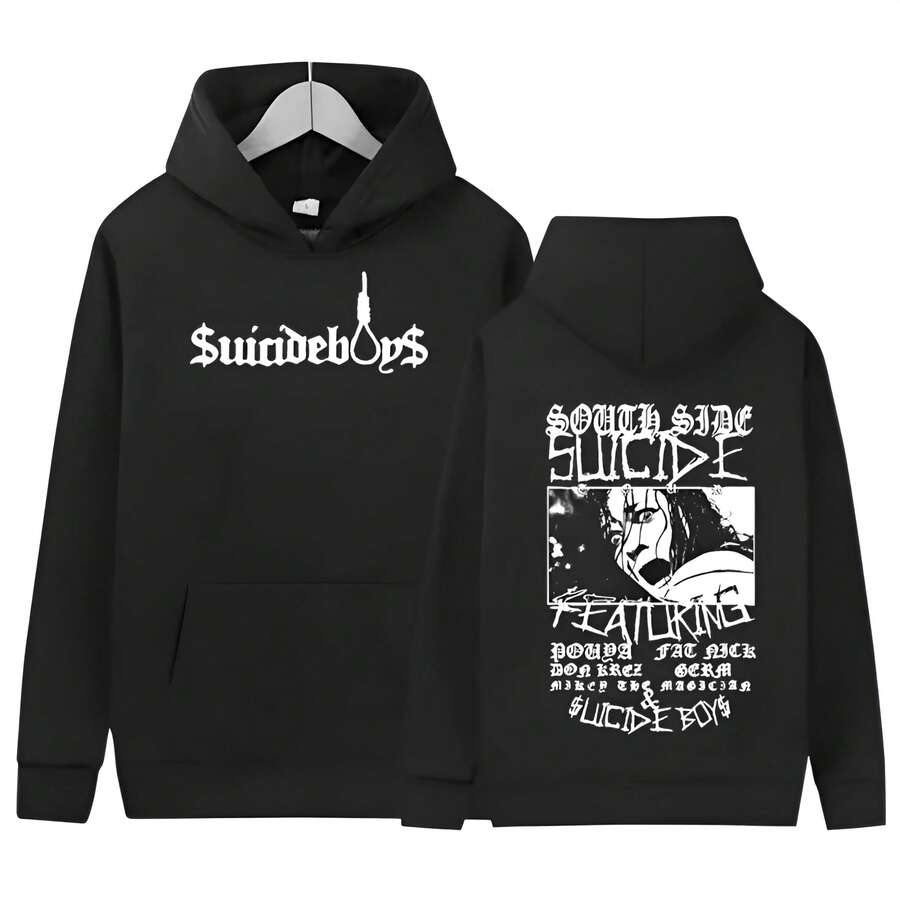 Suicide Baby - G59 Tour Top Hooded Printed Sweatshirt Retro Gothic Punk Sweater Oversized Streetwear Hip Hop Fashion 2024 - 黑色 - 查看 1
