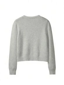 FOR BEAUTY Autumn And Winter New Women's Round Neck Small Shell Twisted Buckle Long-Sleeved Knitted Cardigan Ms. Short Loose Slouchy Warm And Comfortable Light Grey Solid Color Sweater Coat New Year - Màu Xám nhạt - Xem 6
