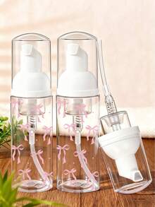 蝴蝶结装饰泡沫皂液瓶，迷你泡沫瓶，适用于旅行装液体皂、洗发水、睫毛清洁剂、洗手液 - 可重复灌装透明塑料瓶，适用于清洁客厅、卧室、浴室，家居装饰，旅行必备，婚礼，派对，生日礼物，送给父母、朋友的礼物，新年礼物，配饰，趣味礼物 - 彩色 - 查看 2