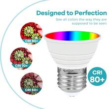 RGB智能灯泡，带遥控器，可调光LED，220V/110V，室内E27/E26灯头，彩色变色嵌入式吸顶灯/吊灯灯泡，E14灯头，客厅卧室背光灯，亮度可调，多色氛围灯，GU10灯头，嘉年华聚光灯，4种动态模式，GU5.3灯头，音乐节、KTV、派对、酒吧，MR16灯头，电竞节，15色氛围装饰照明（RGB暖白光）/（RGB冷白光），透明/乳白色灯罩 - RGB LED Bulb with Remote-Dimmable - 查看 11