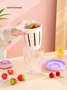 Multi-Purpose Fruit Salad Cup, Double-Layer Draining Cup, Takeout Picnic Salad Cup With Fork - Multicolor - View 6