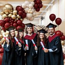 131 pezzi Kit arco ghirlanda di palloncini bordeaux con palloncini bordeaux, marroni, bianchi, metallici dorati e nudi per decorazioni di laurea, doccia nuziale e feste di compleanno nei colori bordeaux e oro - Multicolore - Visualizzare 6